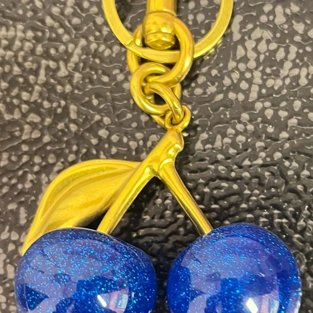 Gold and Blue Cherry Keychain - Picture 2 of 4
